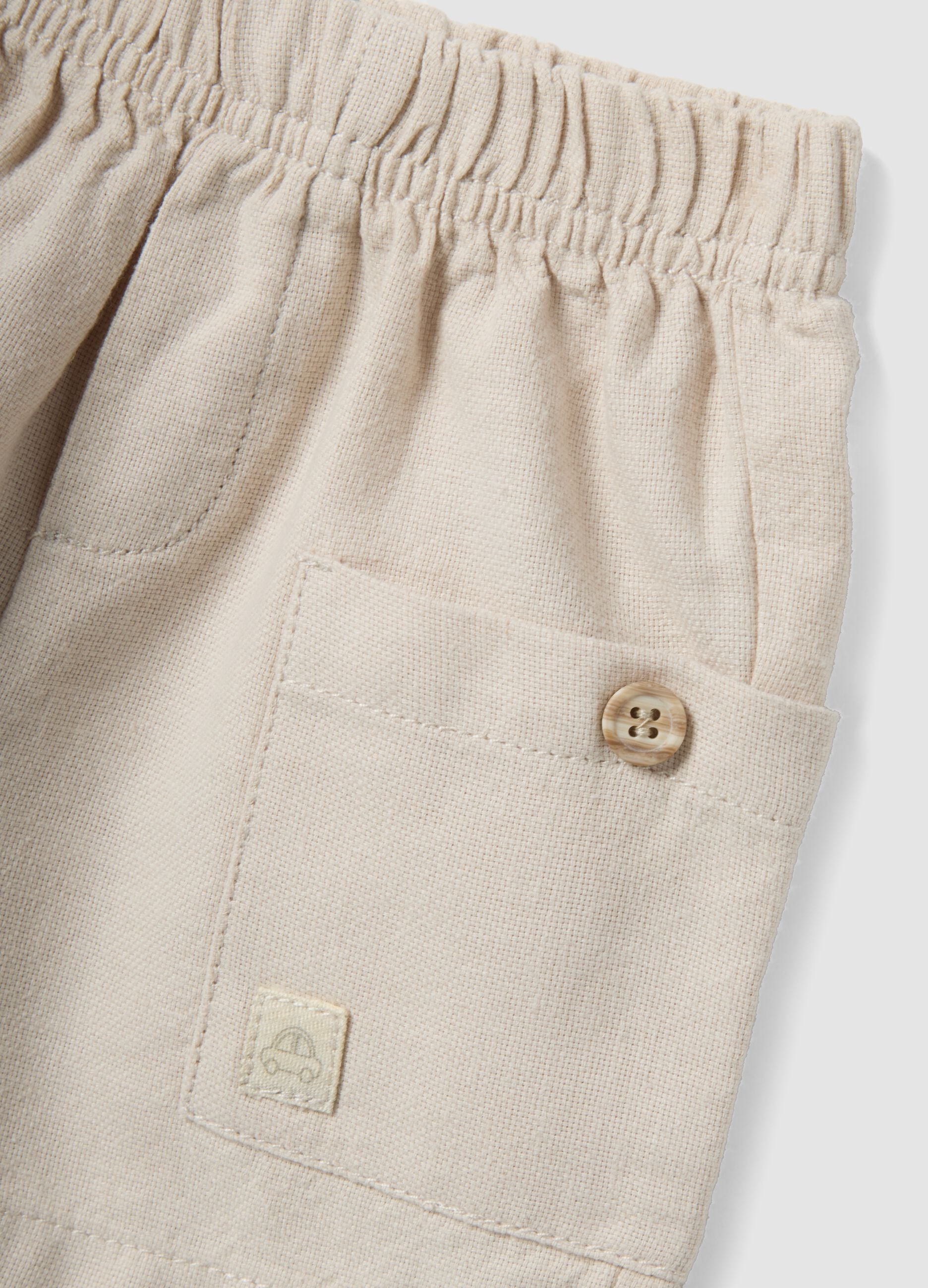 Beige cotton-linen blend set for babies