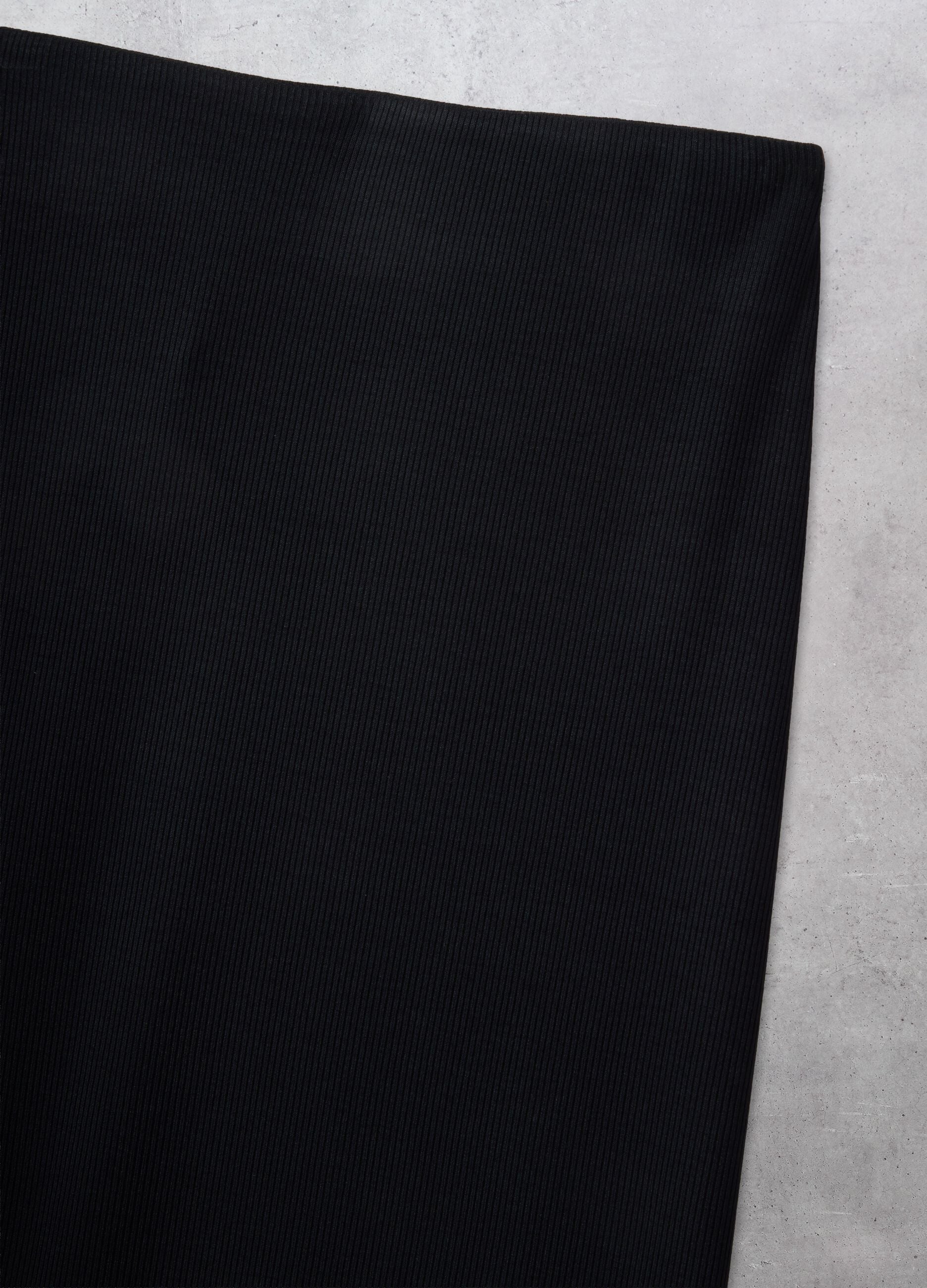 Black Ribbed Long Skirt