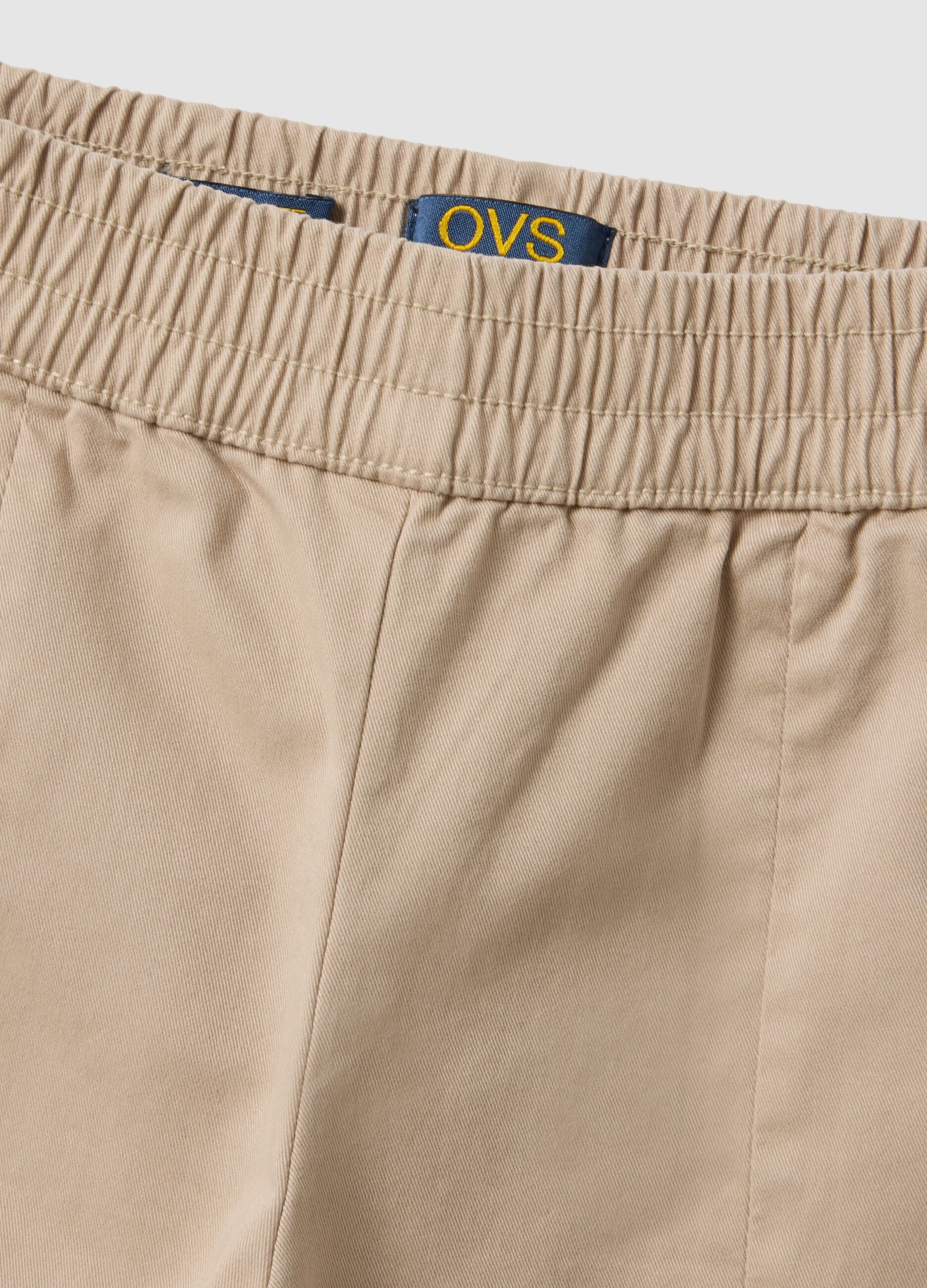 Girls' regular fit beige cotton culotte trousers