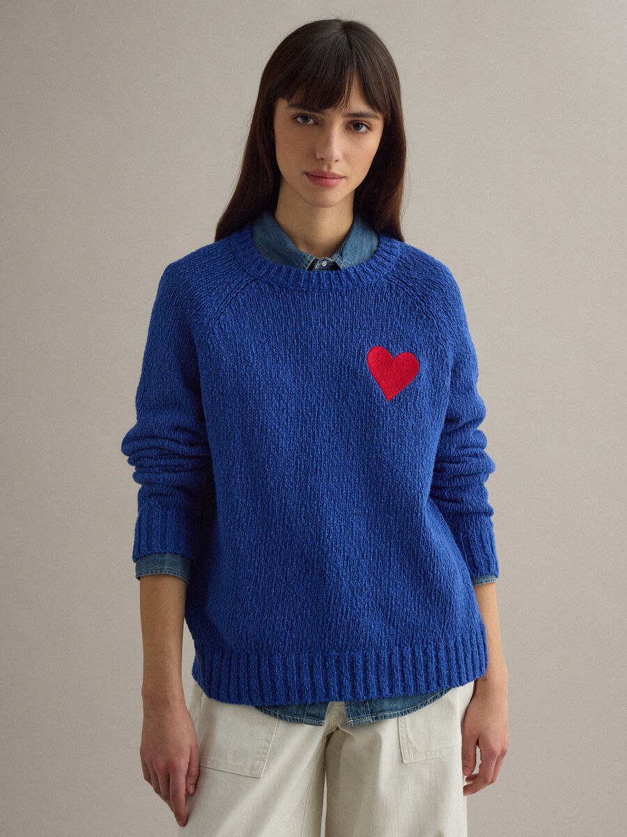 Blue pure cotton jumper regular fit with heart_1
