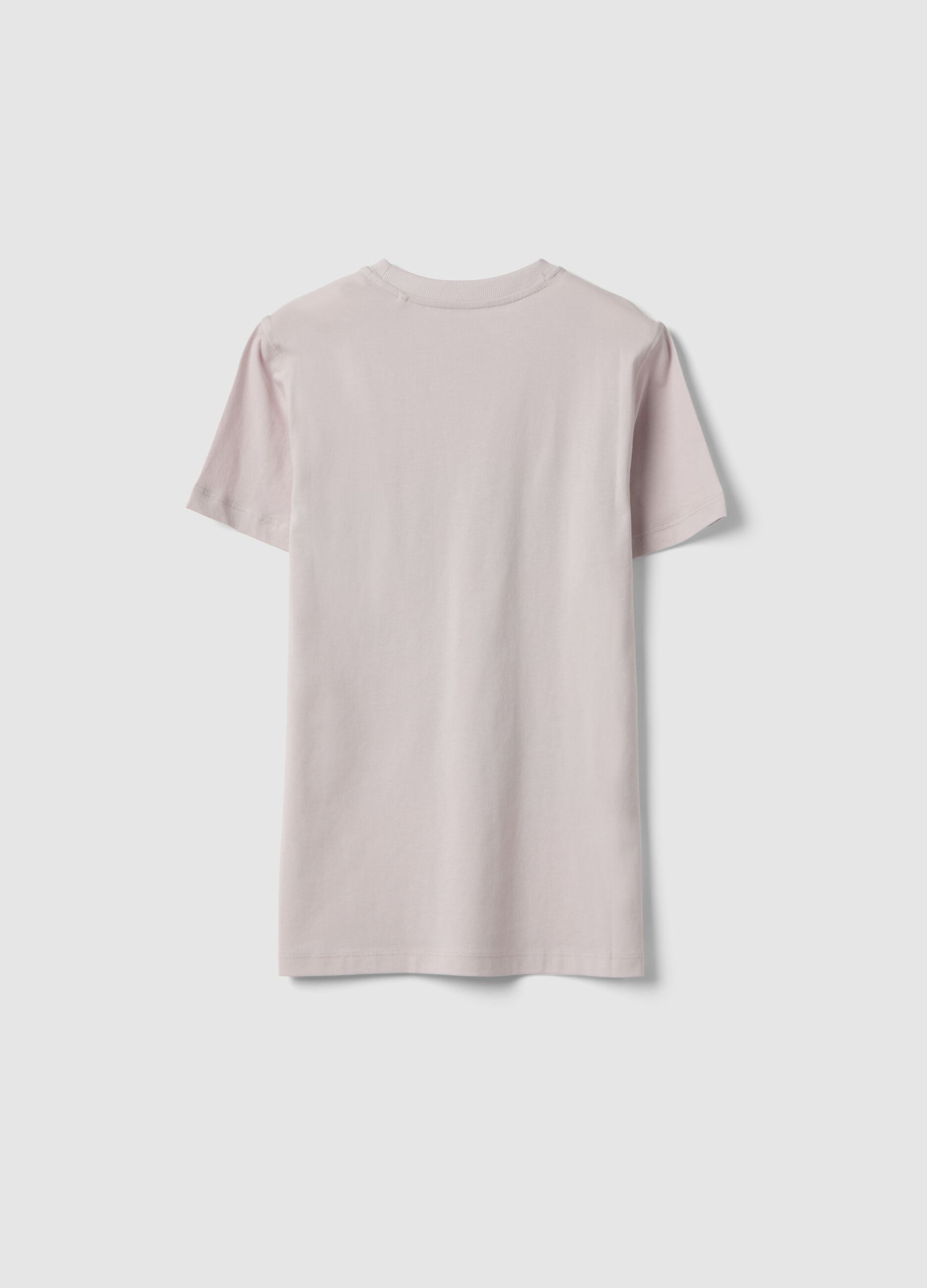 Boys' beige pure cotton T-shirt, regular fit with print