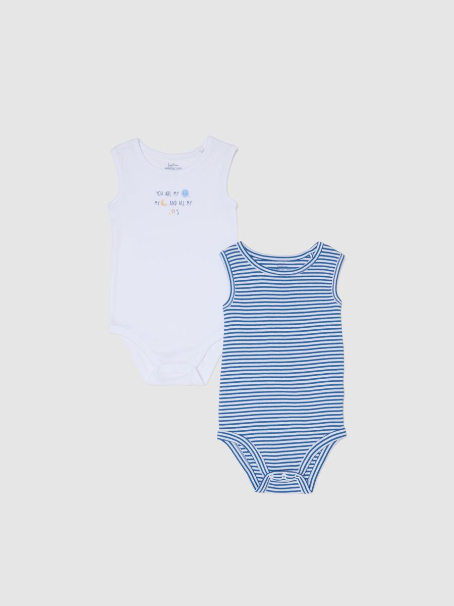 Newborn multicolour sleeveless pure cotton body twin-pack_0
