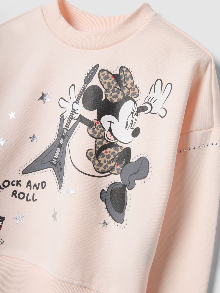 Pink cotton blend sweatshirt and trousers with Disney print_2