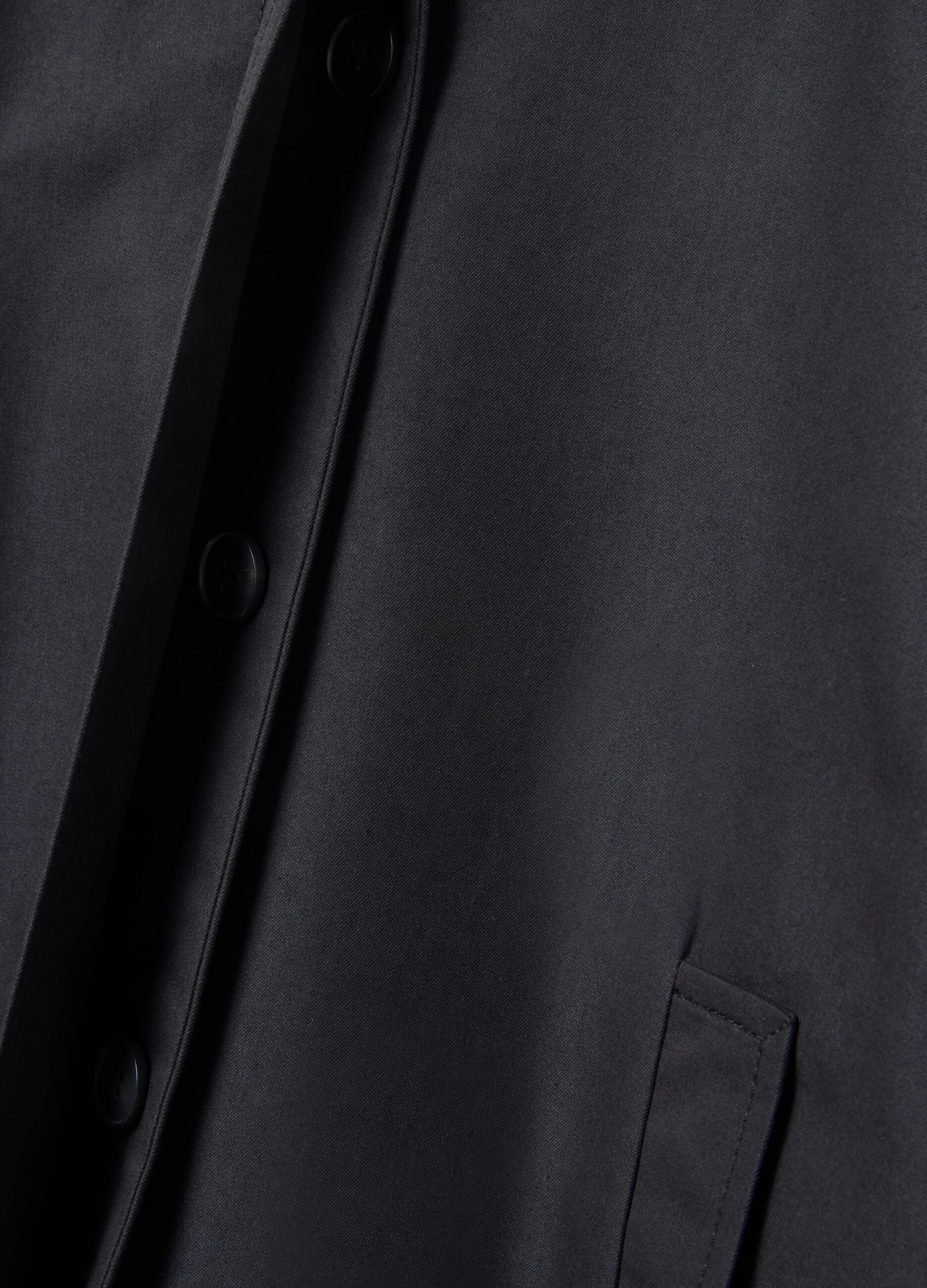 Black oversized cotton blend jacket with hidden closure