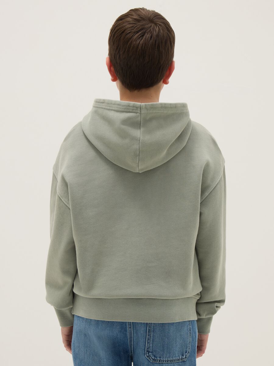 Boy's oversized fit green hoodie in pure cotton_1