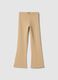 Girls' beige stretch cotton flare fit leggings_0