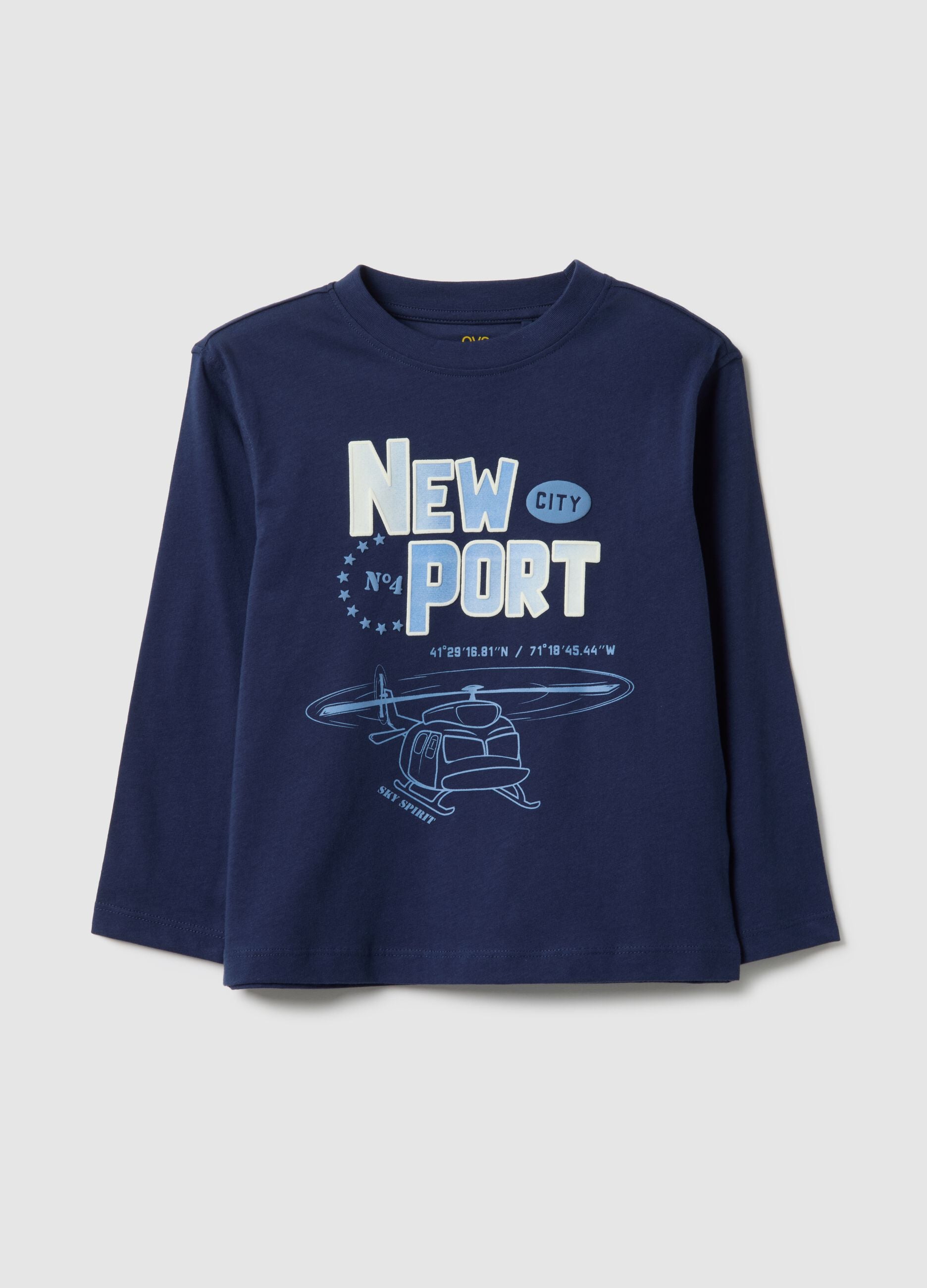 Child's blue pure cotton over fit t-shirt with print