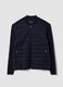 Blue pure cotton zip jacket with knitted sleeves, regular fit_0