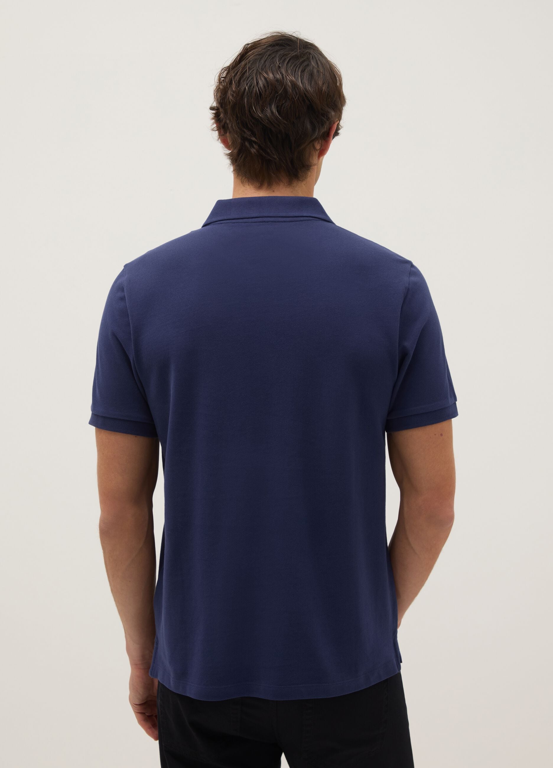 Blue pure cotton polo shirt regular fit
