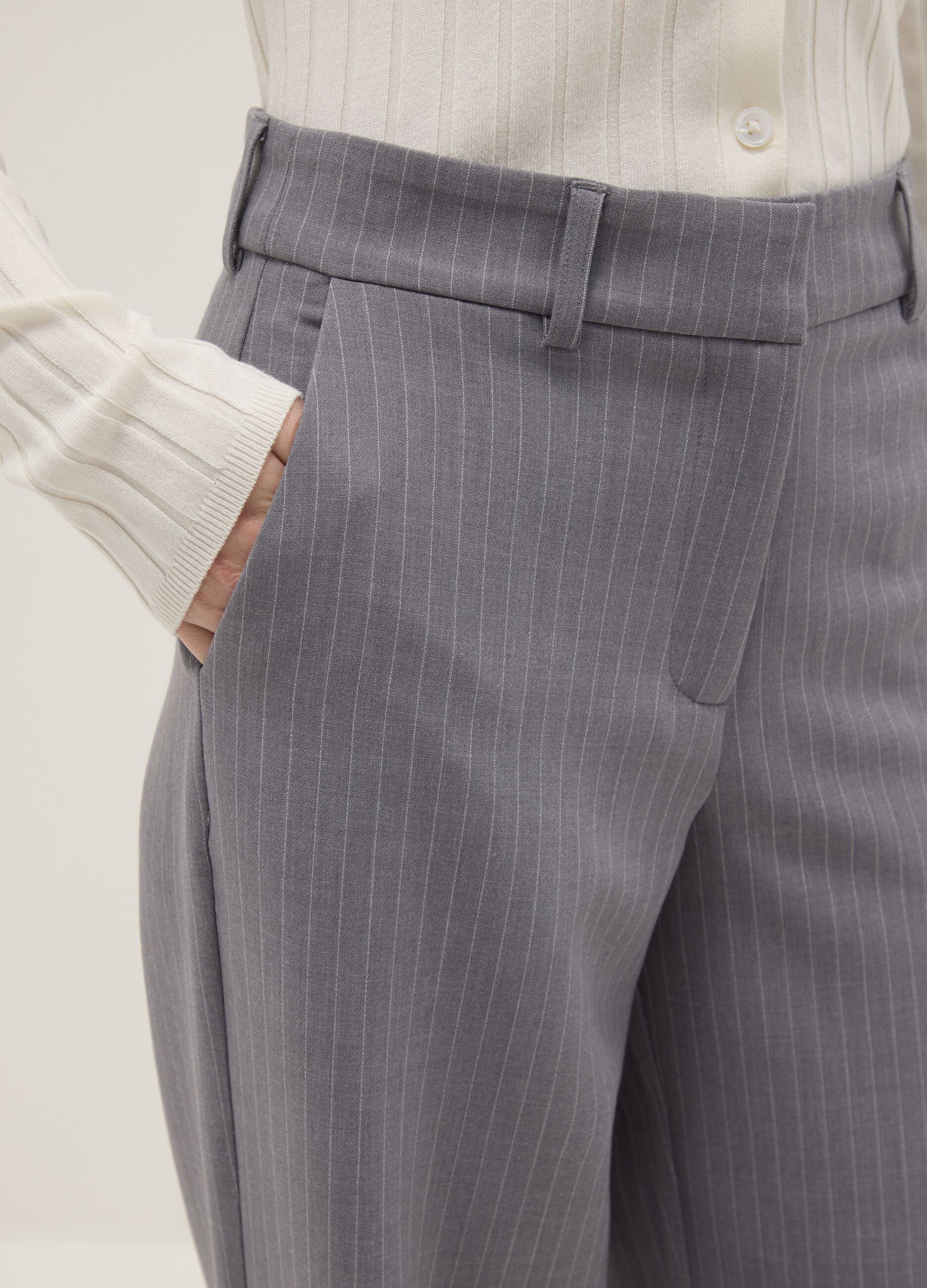 Straight multicolour striped trousers with comfortable fit