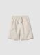 White linen-cotton blend shorts with elasticated waist, regular fit_0