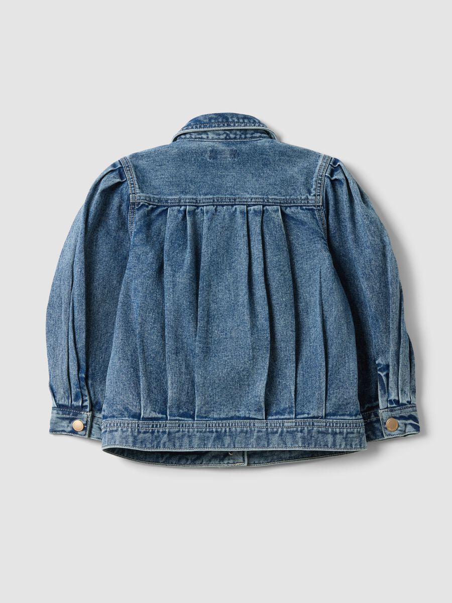 Blue pure cotton jacket with buttons for girls_5