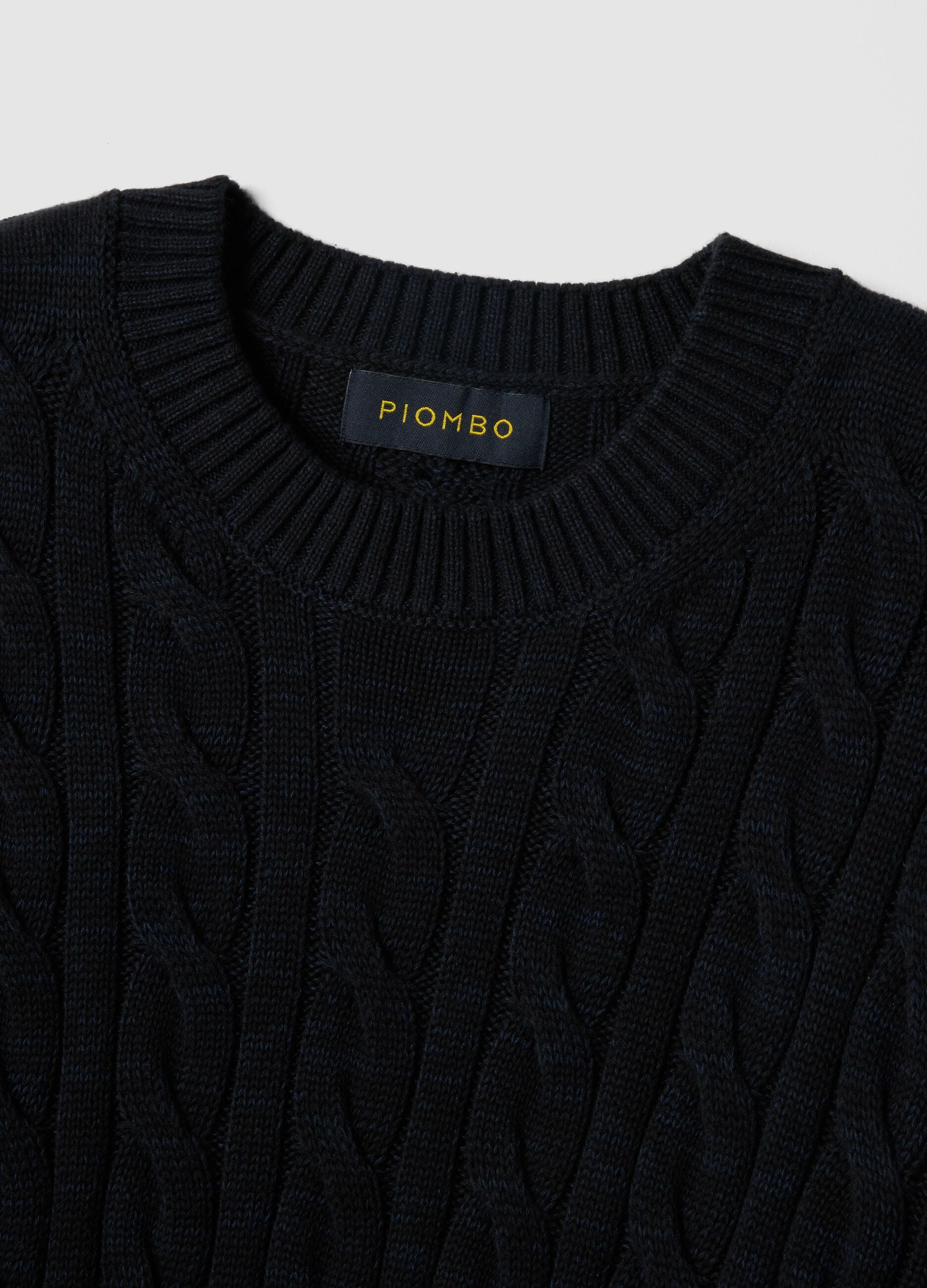 Blue pure cotton sweater with regular fit and woven design