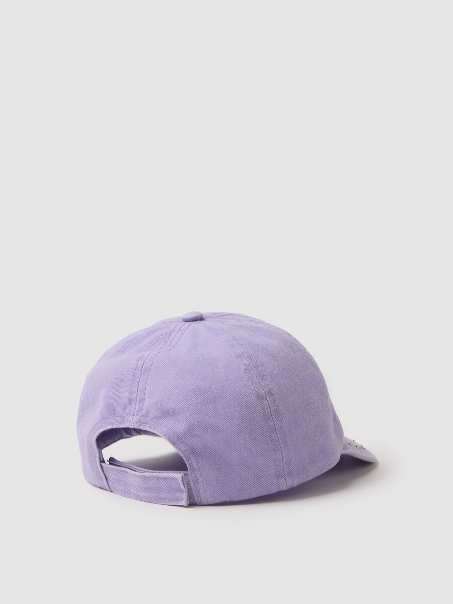 Girls' purple cotton baseball cap with stars and rhinestones_1