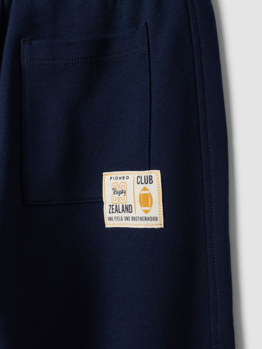 Blue pure cotton joggers with elasticated waist for boys_3