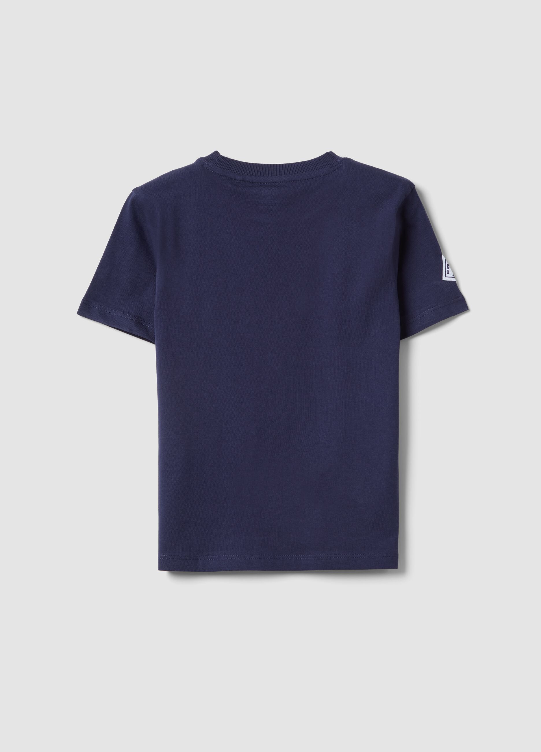 Blue pure cotton boys&rsquo; T-shirt with sailing print