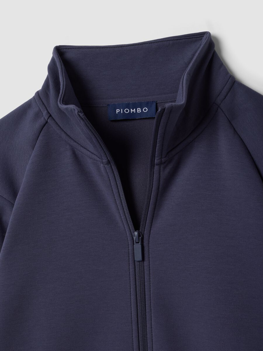 Full-zip blu con colletto in tessuto elasticizzato Easy Dry regular fit_5