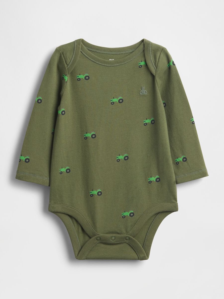 Green cotton bodysuit for newborn_0