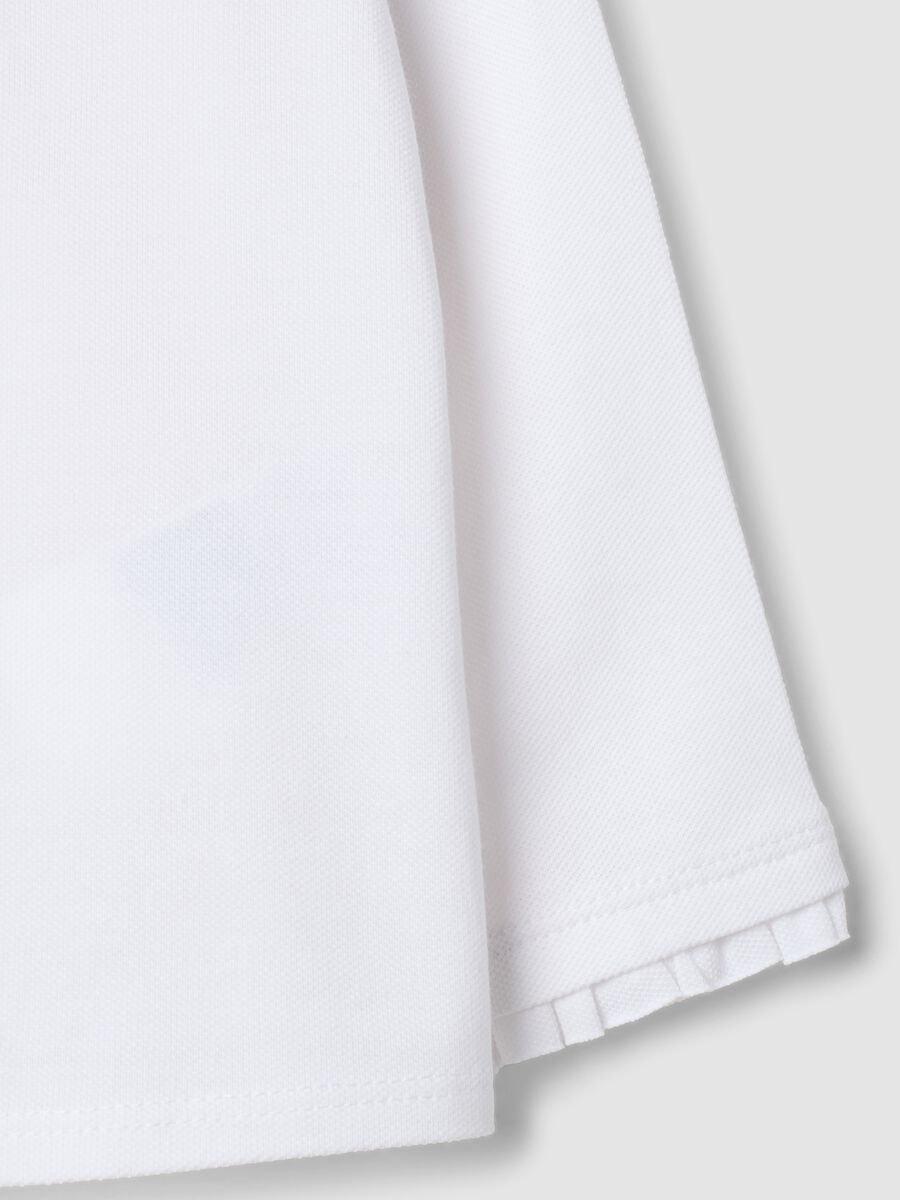 White long-sleeved organic cotton polo shirt, regular fit, for baby girl_3