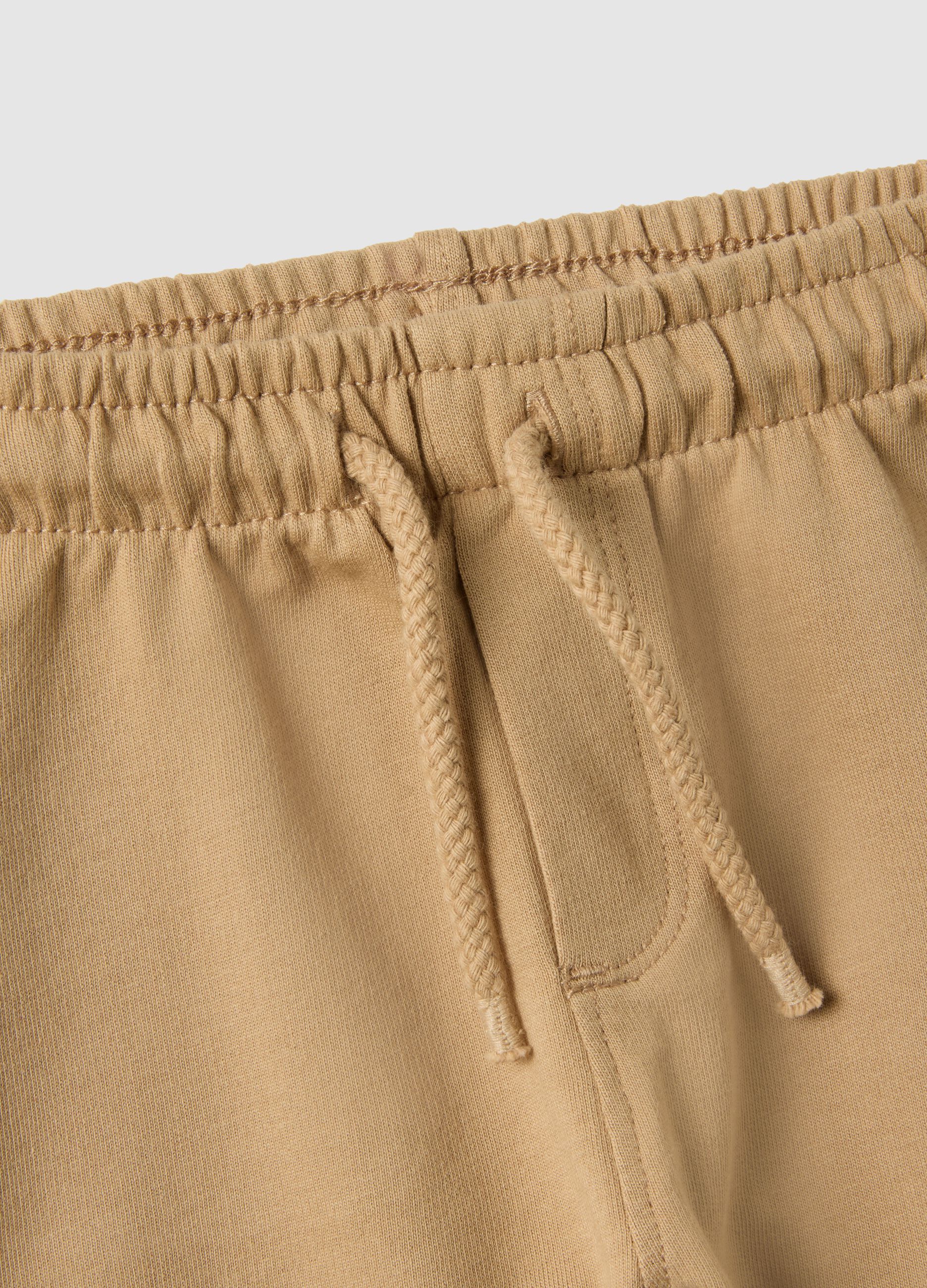 Beige pure cotton shorts for children with a regular fit
