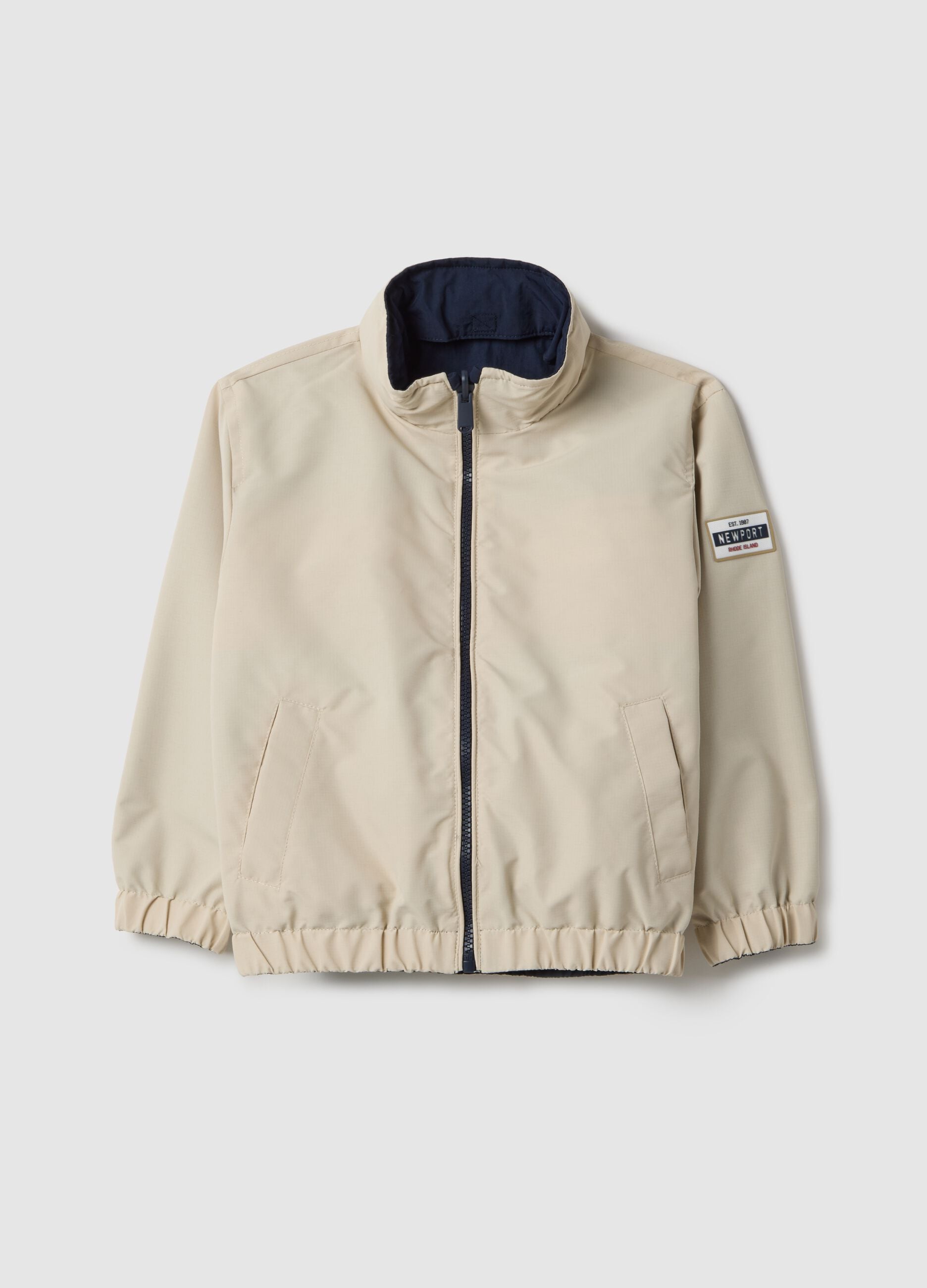 Blue regular fit zip jacket for children