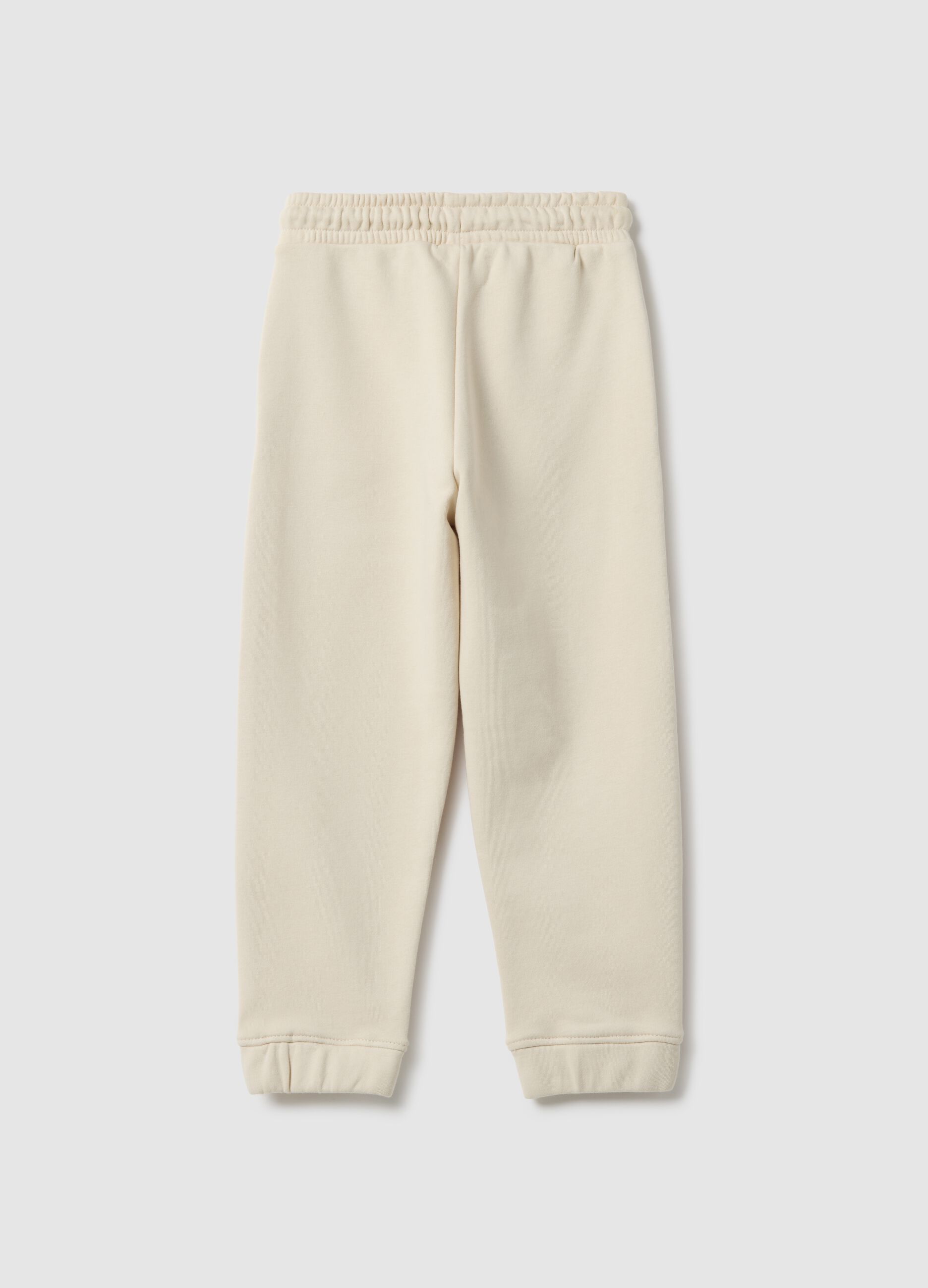 Children's beige cotton-blend joggers regular fit with SpiderMan logo
