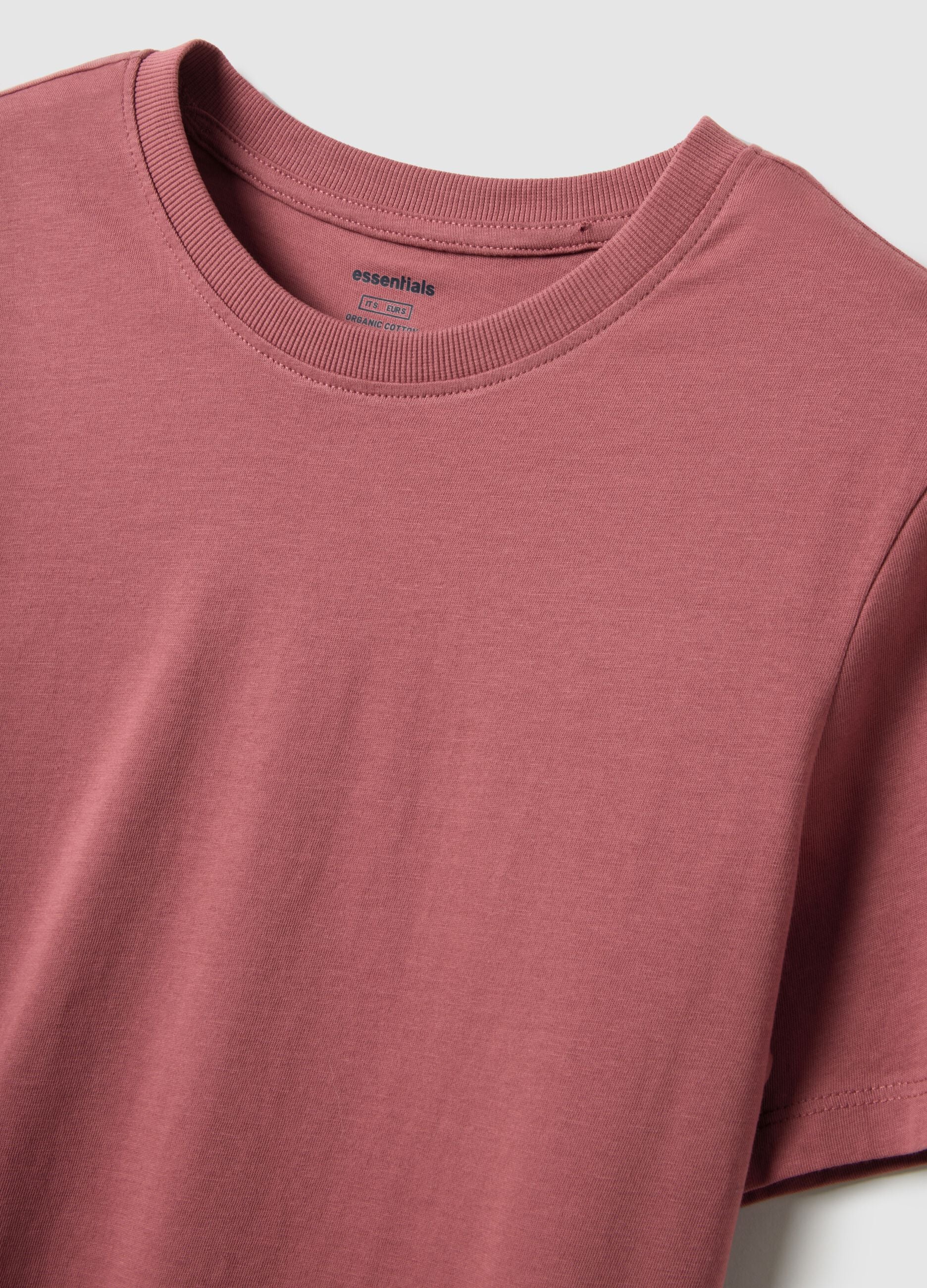 Pink pure cotton regular fit T-shirt