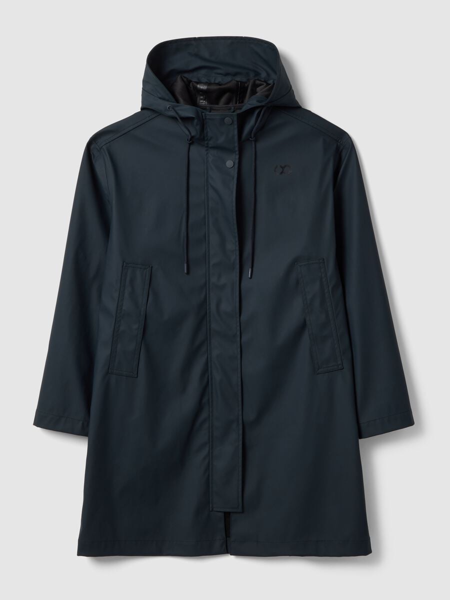 Blue waterproof jacket with regular fit hood_4