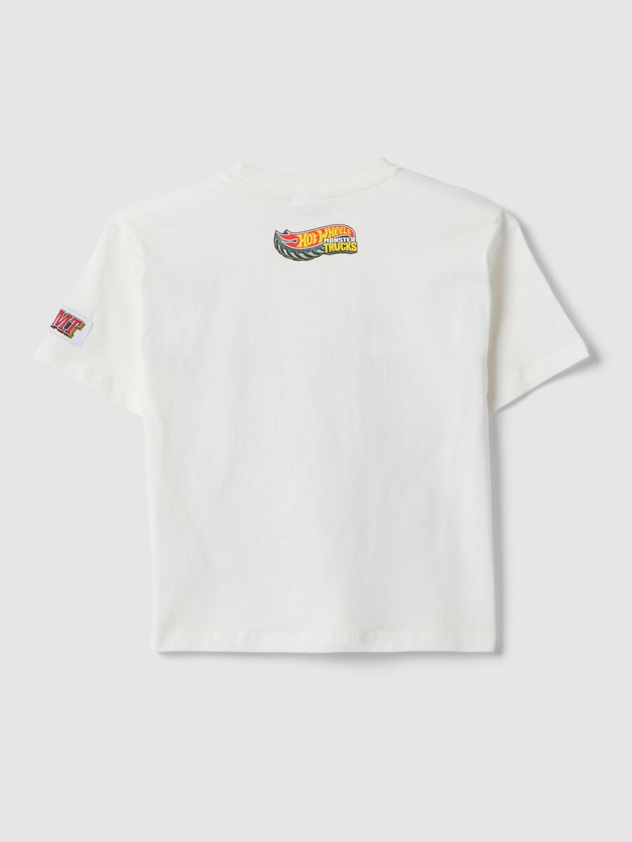 White pure cotton oversized fit children's T-shirt with Hot Wheels_1
