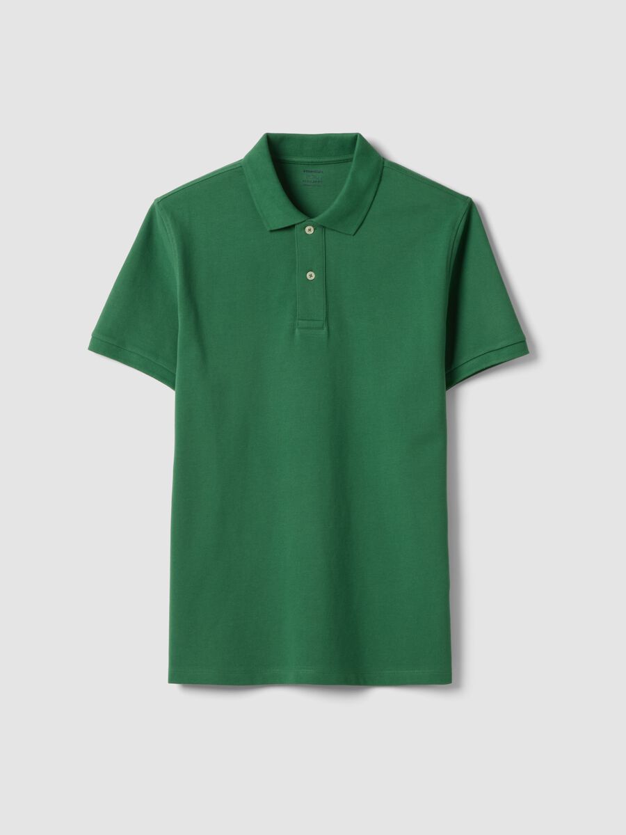 Short sleeve polo in pure green cotton regular fit_4