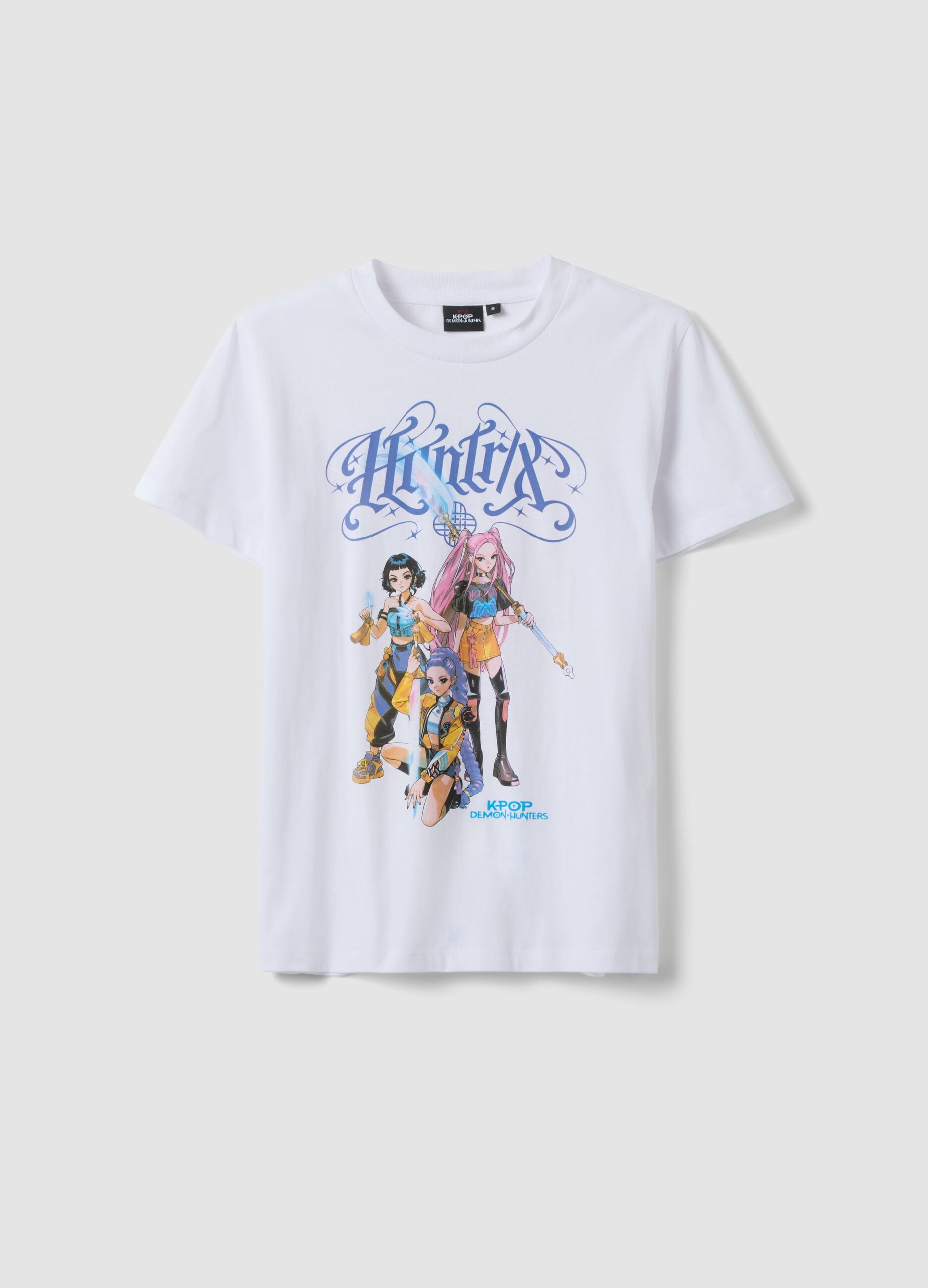 White pure cotton T-shirt regular fit with print