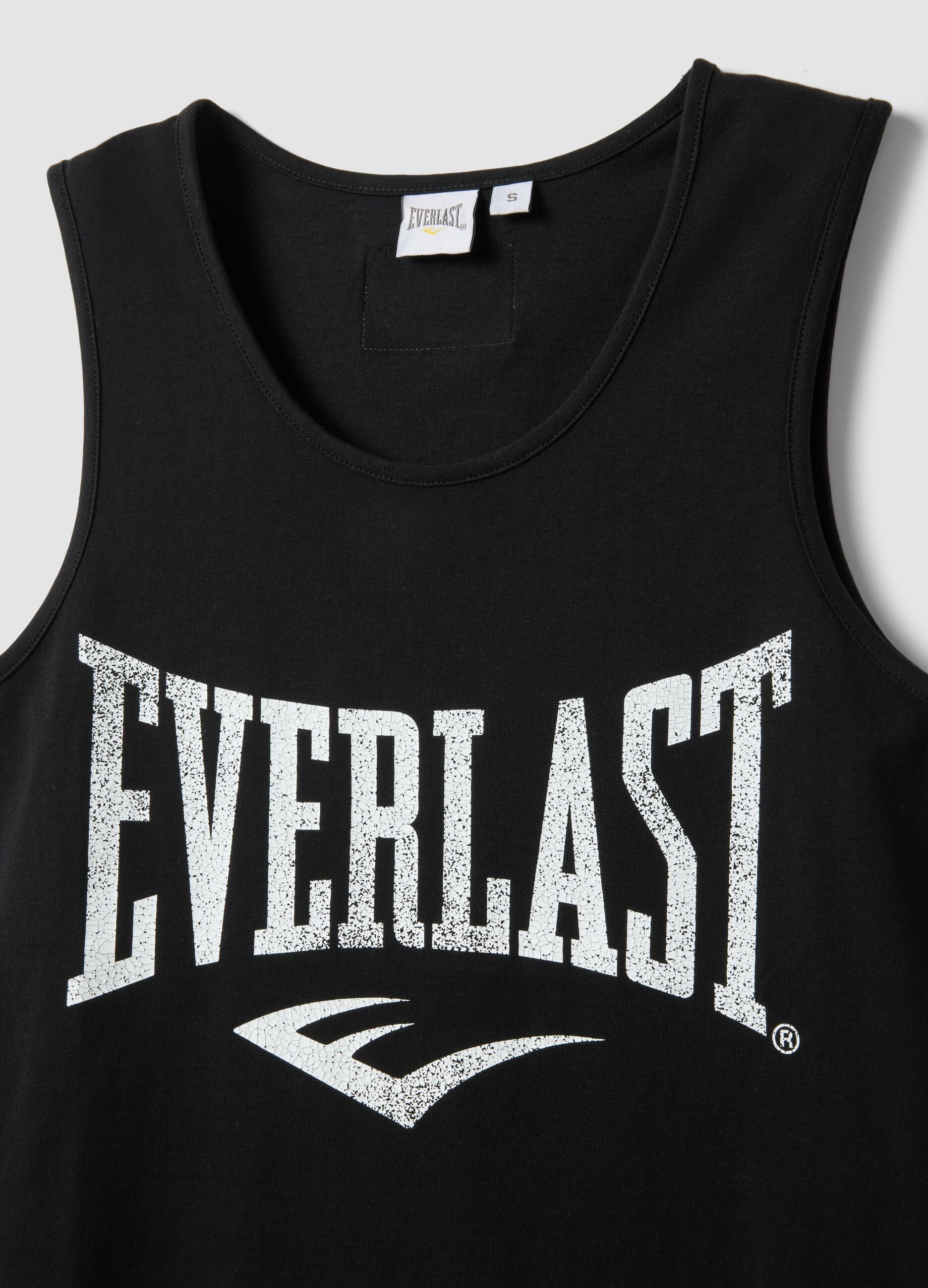 Black pure cotton tank top regular fit with Everlast logo