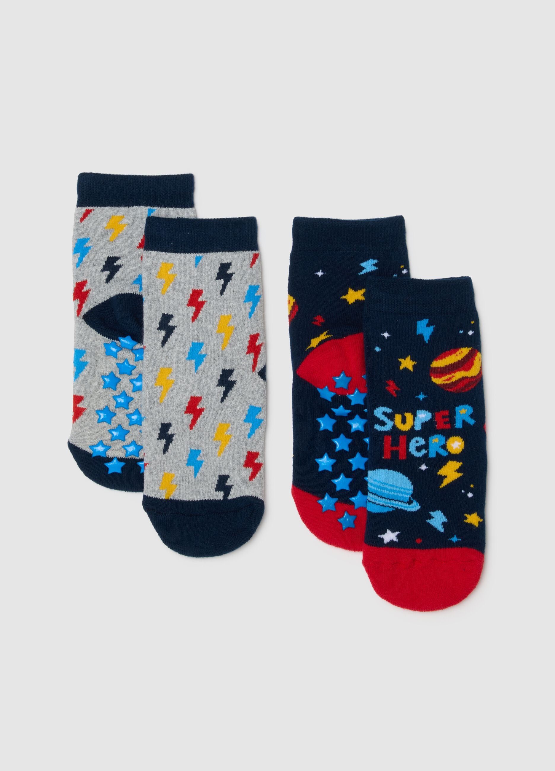 Multipack Kids' Multicolour Non-Slip Socks in Cotton Blend