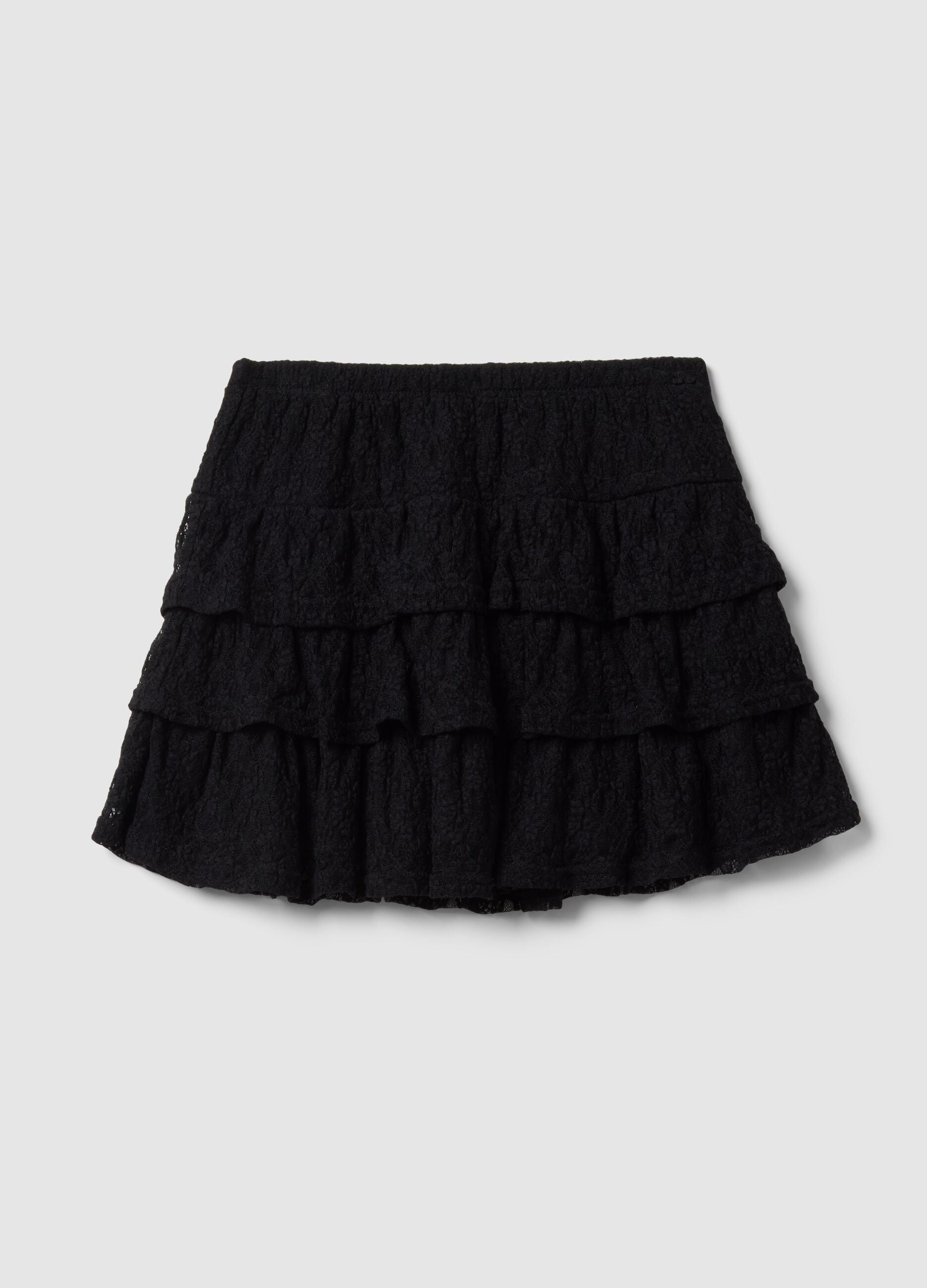 Black Lace Mini Skirt Regular Fit