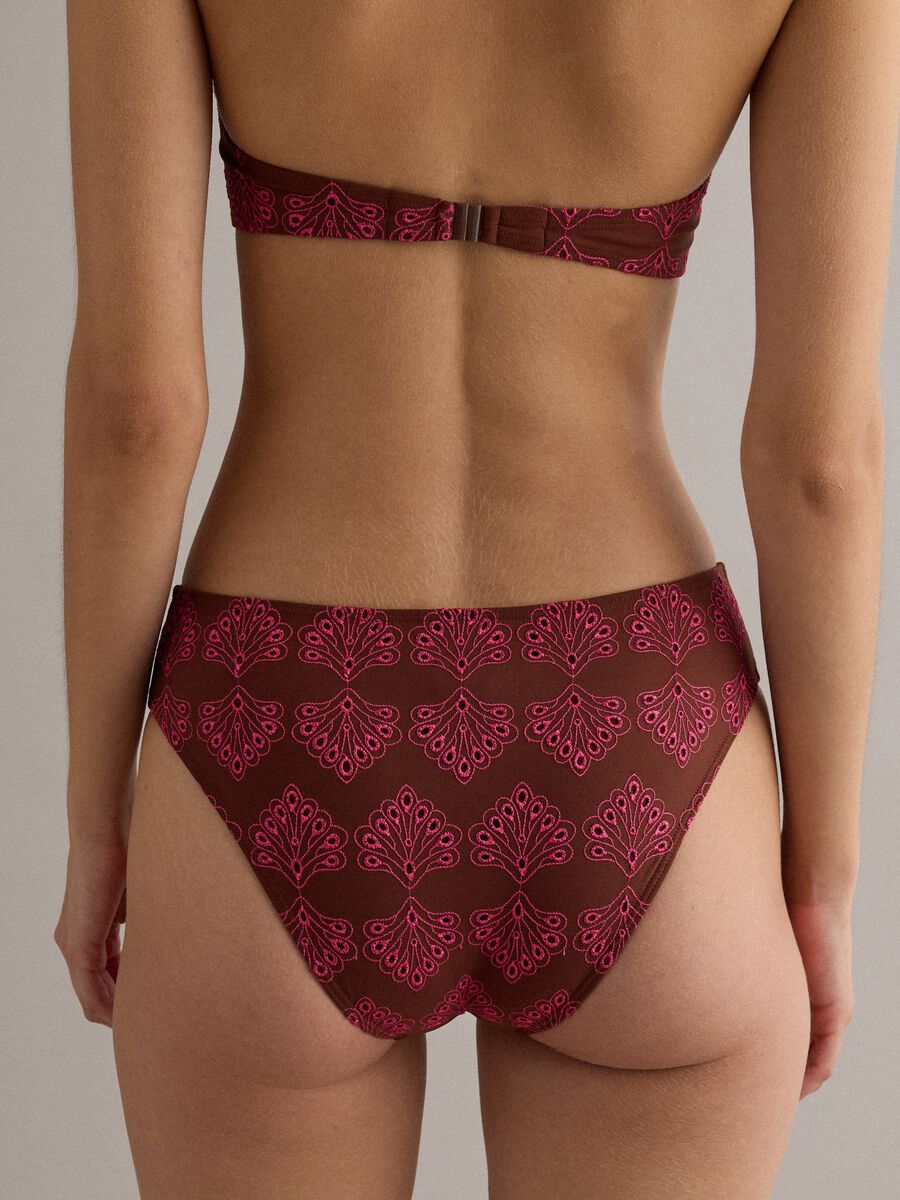 Brown embroidered stretch bikini bottoms_2