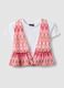 White stretch cotton T-shirt with patterned insert_3