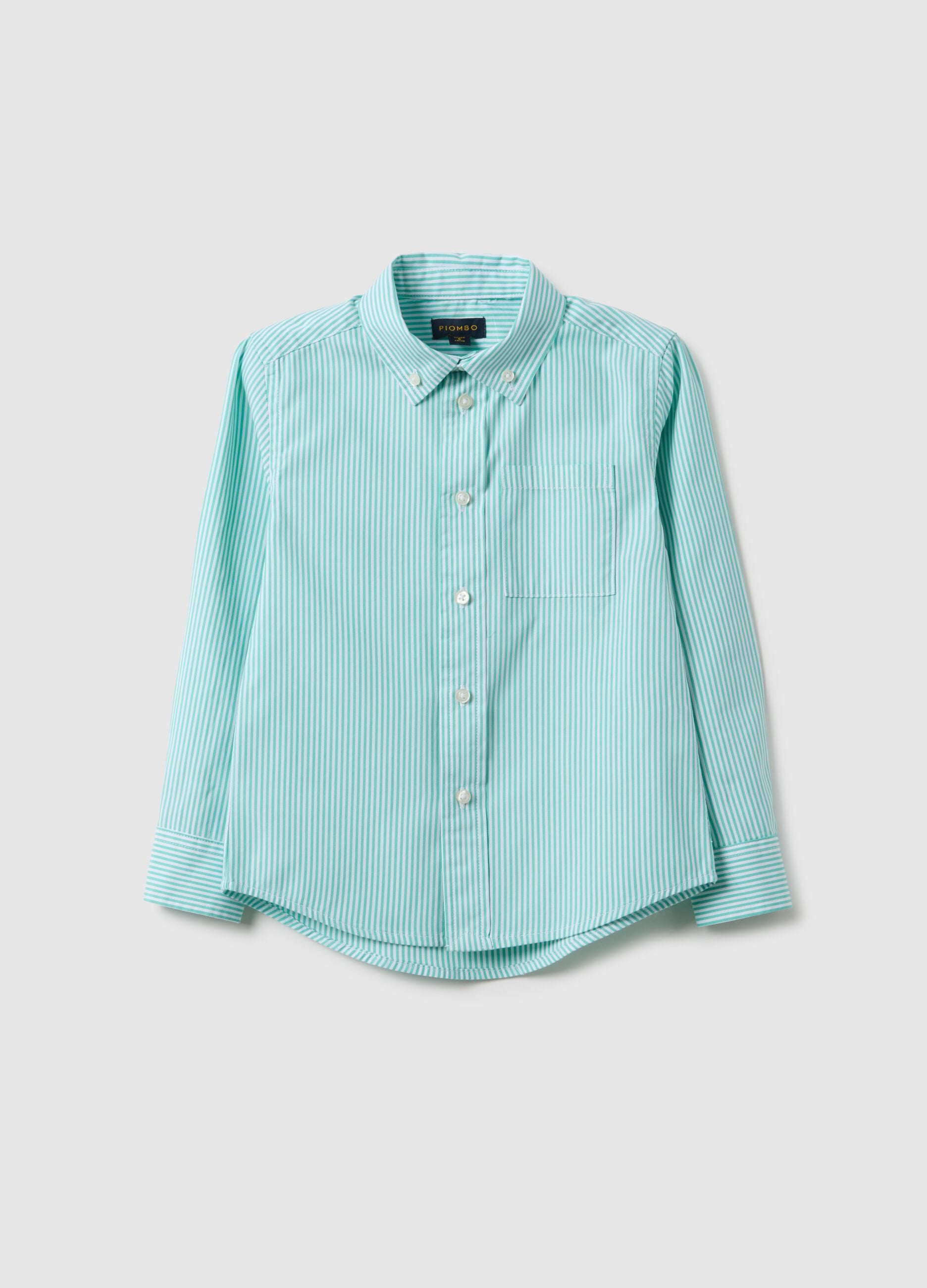 Boy's regular fit multicolour striped pure cotton shirt