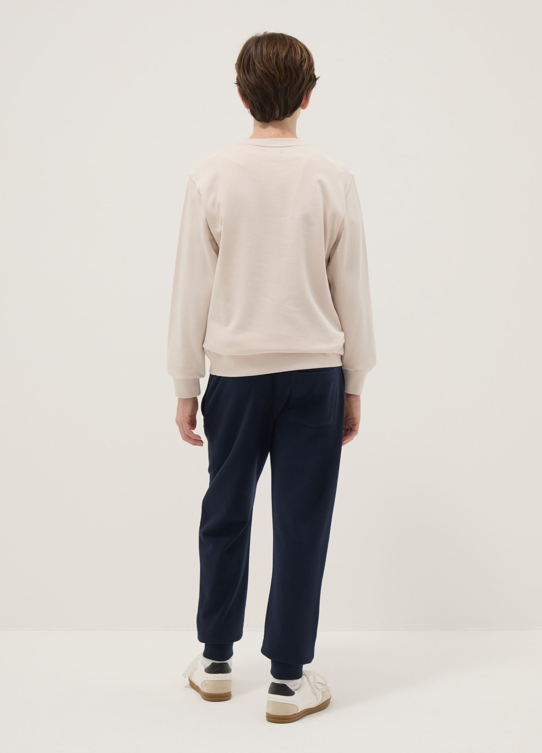 Regular fit boys' blue pure cotton joggers