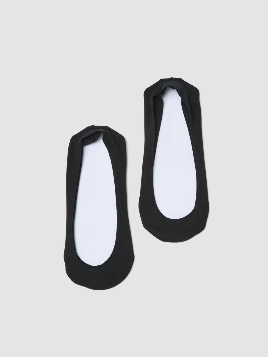2-pack black invisible socks in stretch cotton blend_0
