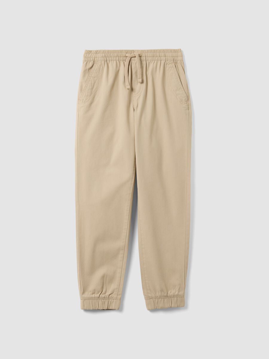 Boys' beige pure cotton jogger trousers regular fit_3