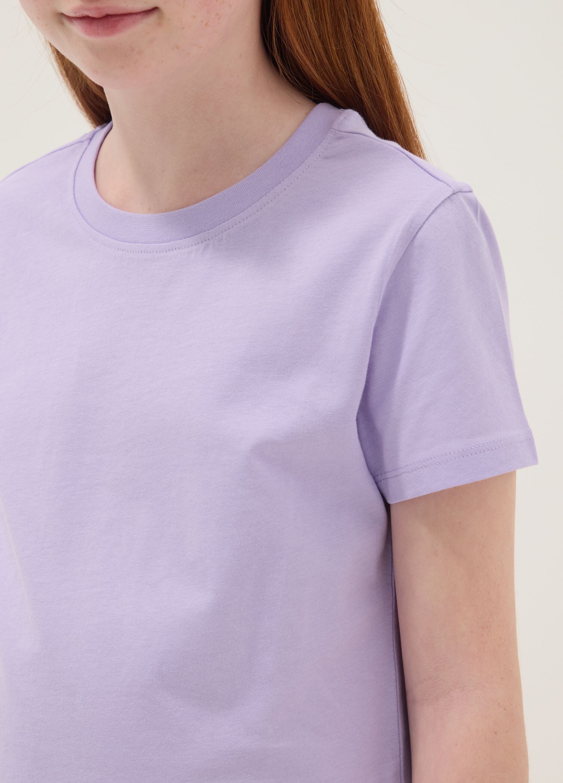 Girls&rsquo; Purple Pure Cotton Regular Fit T-shirt