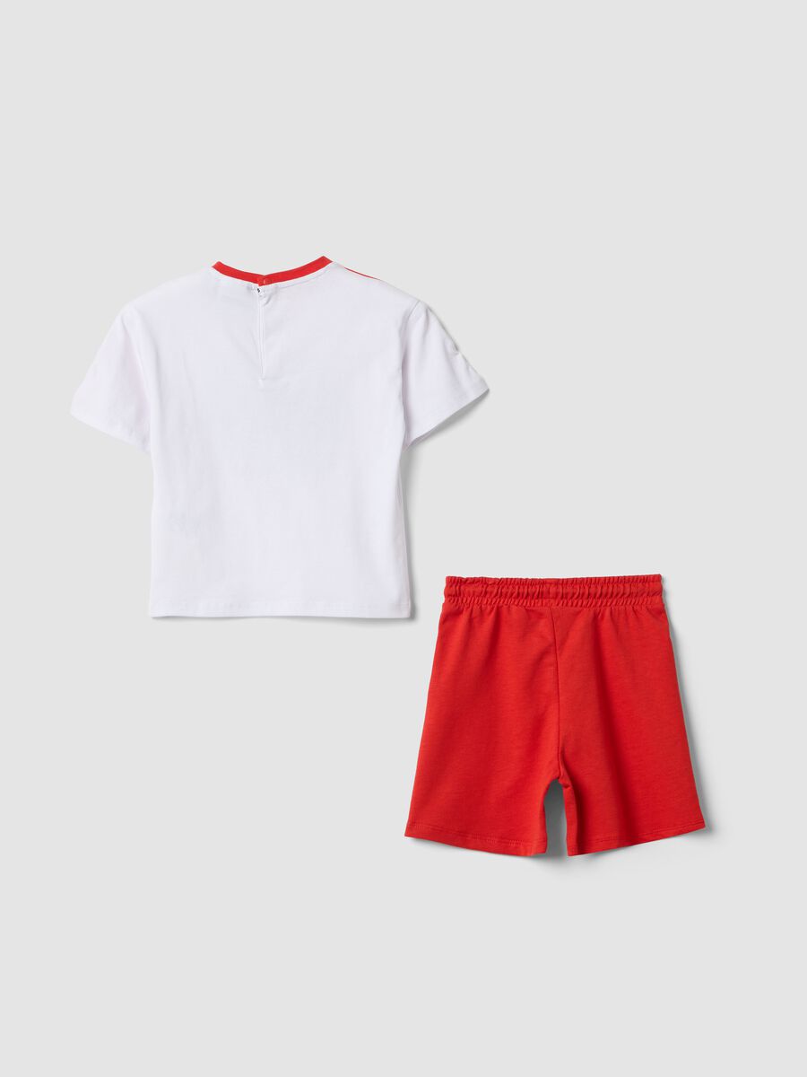 Red and white Ducati cotton jogging set for baby boys, relaxed fit_1