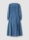 Blue pure cotton denim dress with deep V-neck regular fit_5