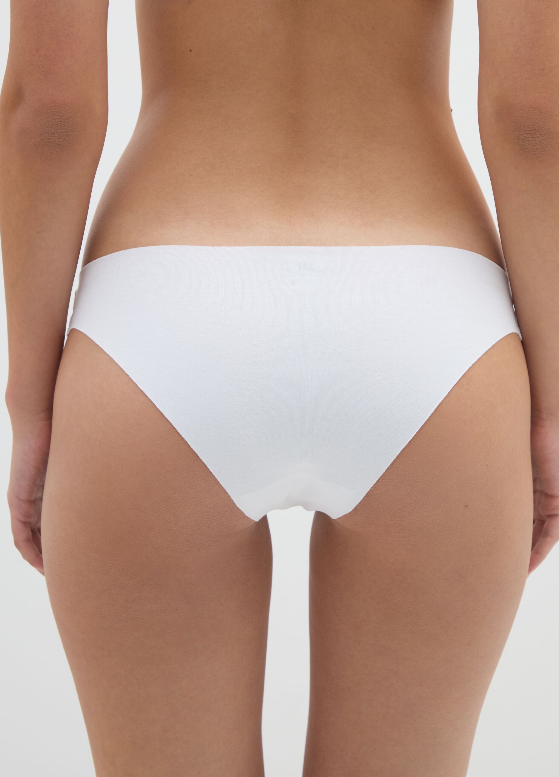 Low-rise white stretch cotton briefs