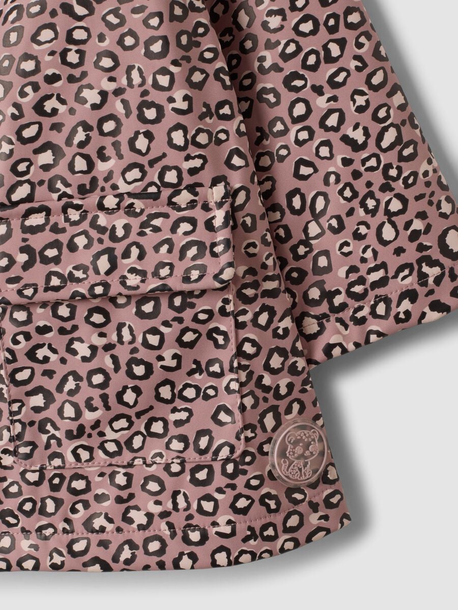 Pink padded hooded animal print jacket for girls_3