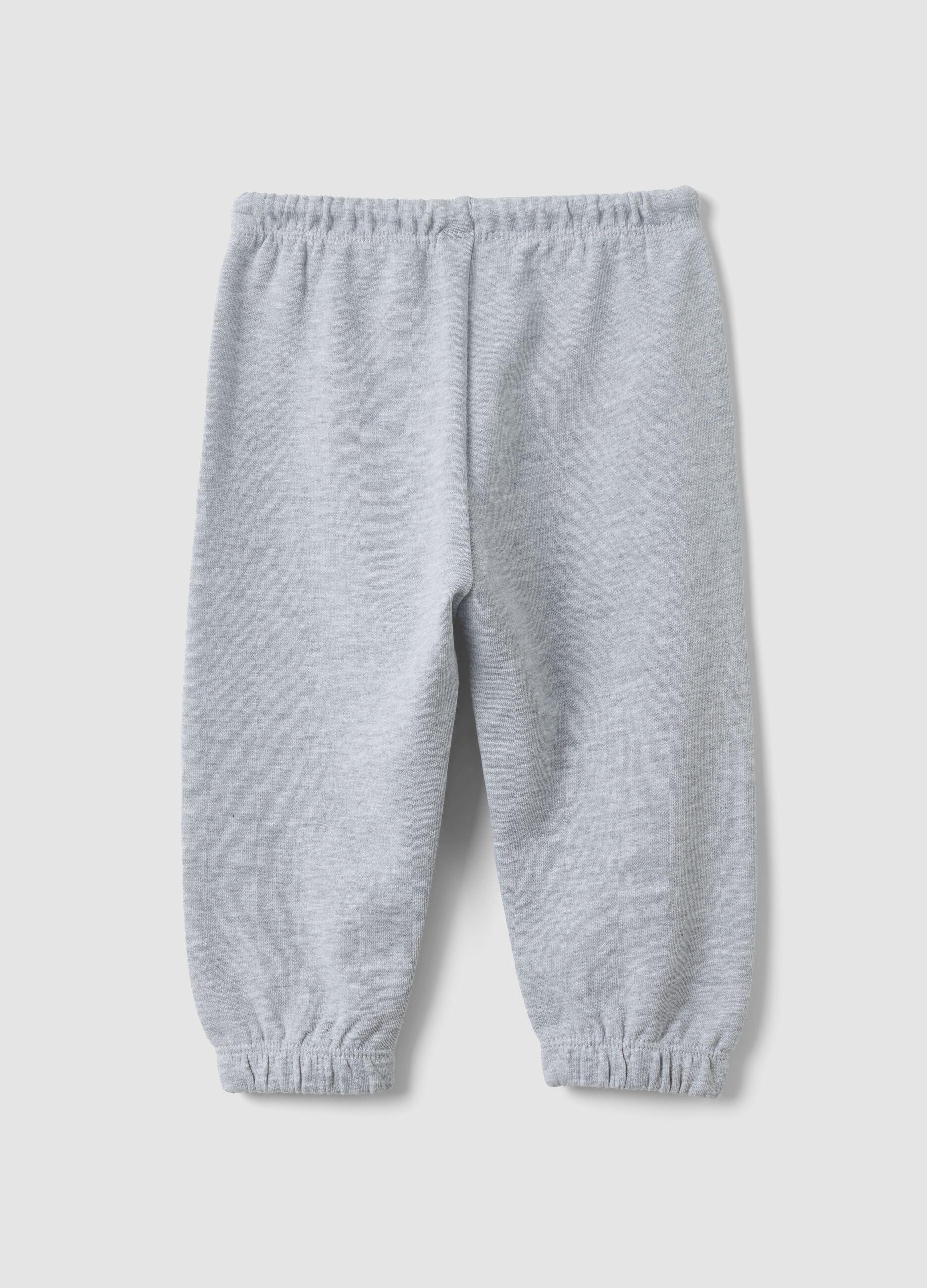 Grey pure cotton joggers with heart print, comfort fit for baby girl