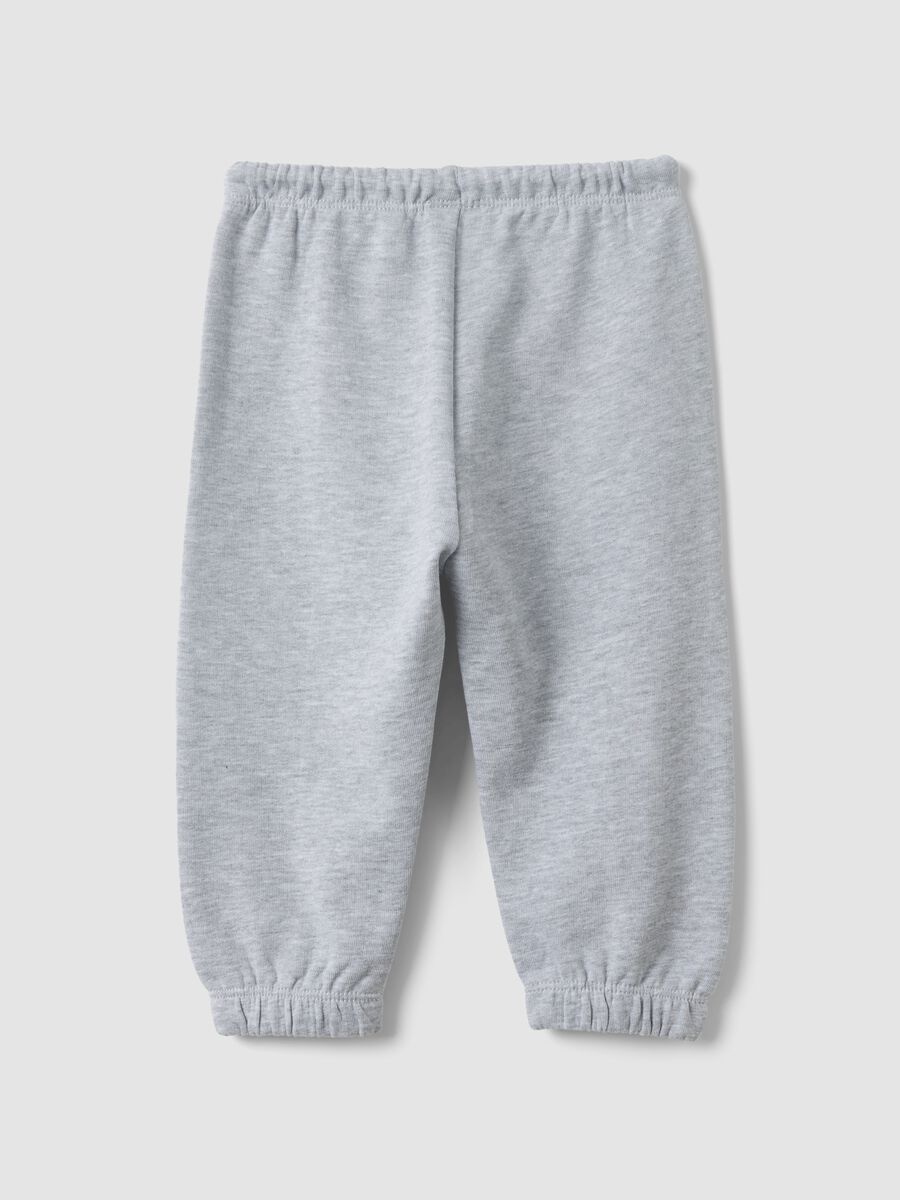 Grey pure cotton joggers with heart print, comfort fit for baby girl_1