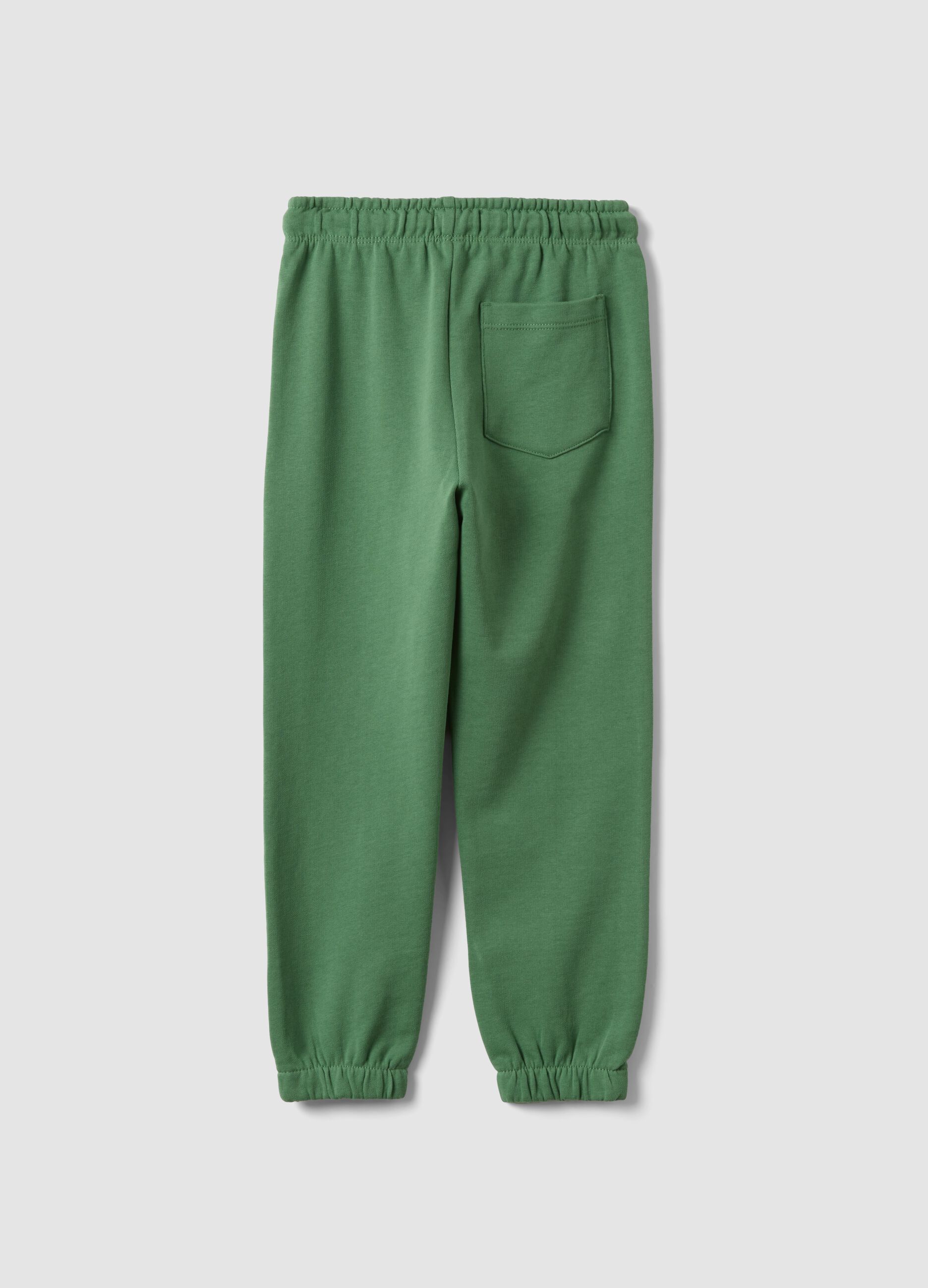 Children's regular fit green pure cotton trousers