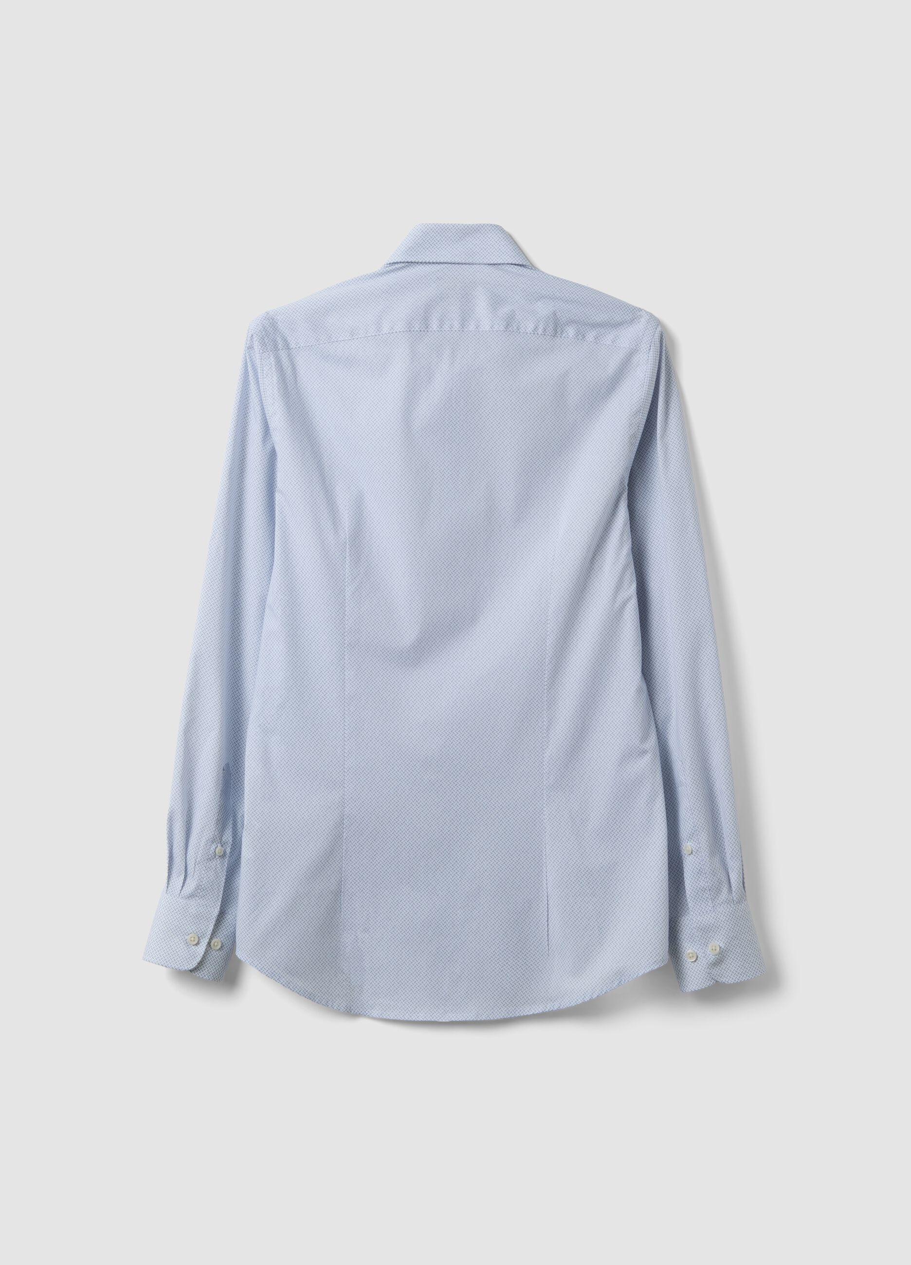 Light blue stretch cotton poplin shirt with cutaway collar