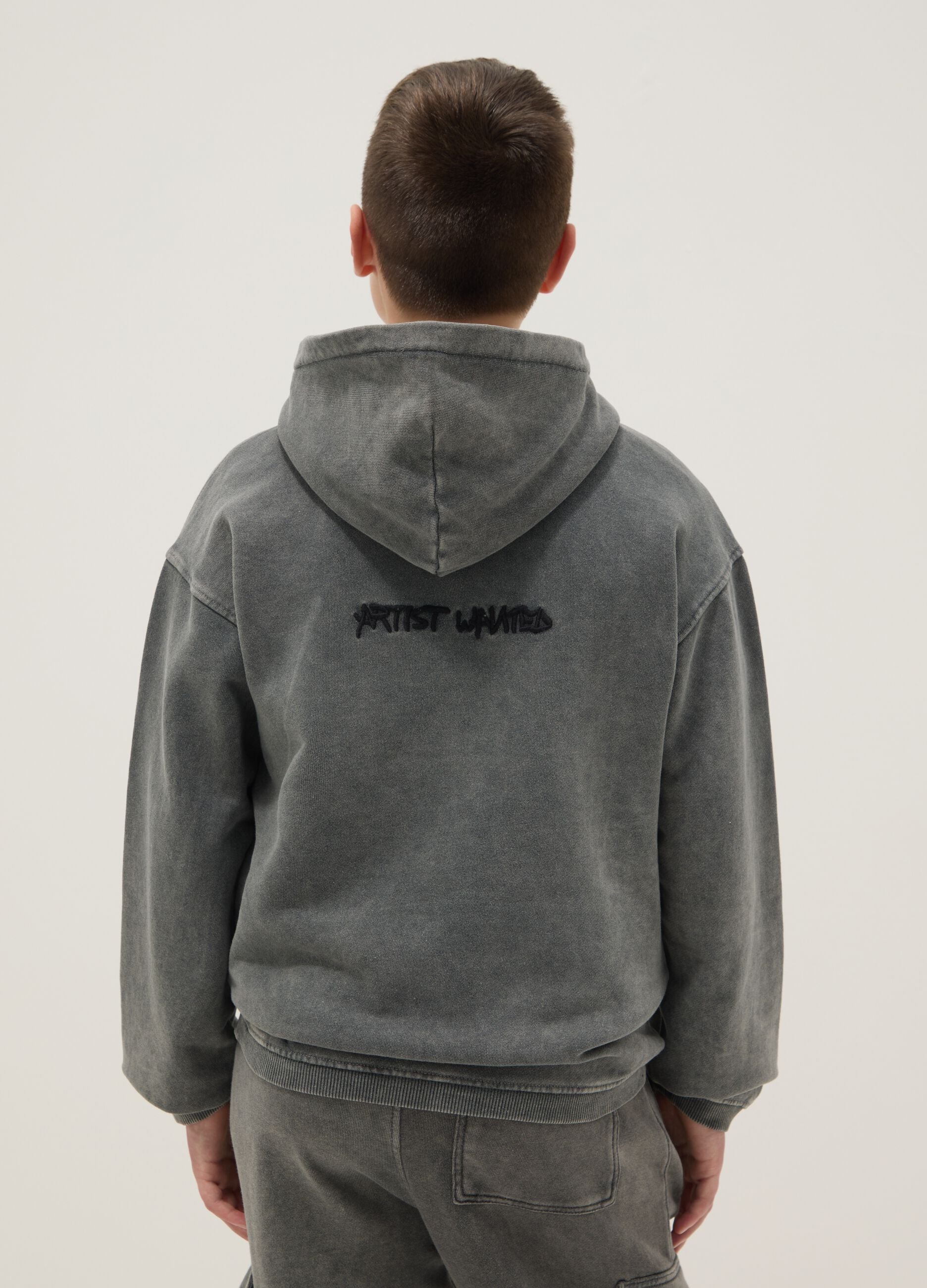 Boy's oversized fit grey cotton TieDye sweatshirt